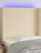 vidaXL LED горна табла за легло кремава 93x16x118/128 см плат