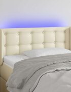 vidaXL LED горна табла за легло кремава93x16x78/88 см