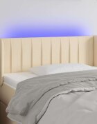 vidaXL LED горна табла за легло кремава93x16x78/88 см плат