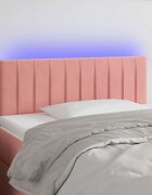 vidaXL LED горна табла за легло розова 100x5x78/88 см кадифе