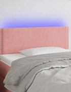 vidaXL LED горна табла за легло розова 100x5x78/88 см кадифе