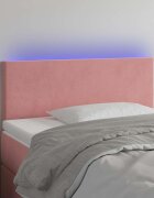 vidaXL LED горна табла за легло розова 100x5x78/88 см кадифе