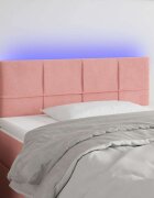 vidaXL LED горна табла за легло розова 100x5x78/88 см кадифе
