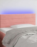 vidaXL LED горна табла за легло розова 100x5x78/88 см кадифе