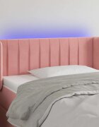 vidaXL LED горна табла за легло розова 103x16x78/88 см кадифе