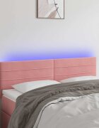 vidaXL LED горна табла за легло розова 144x5x78/88 см кадифе