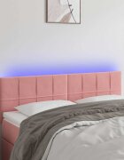 vidaXL LED горна табла за легло розова 144x5x78/88 см кадифе