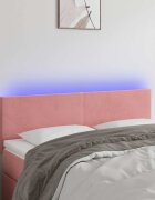 vidaXL LED горна табла за легло розова 144x5x78/88 см кадифе
