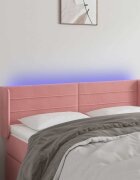 vidaXL LED горна табла за легло розова 147x16x78/88 см кадифе