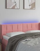 vidaXL LED горна табла за легло розова 147x16x78/88 см кадифе