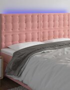 vidaXL LED горна табла за легло розова 160x5x118/128 см кадифе