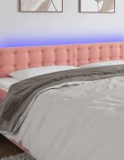 vidaXL LED горна табла за легло розова 160x5x78/88 см кадифе