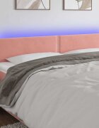 vidaXL LED горна табла за легло розова 160x5x78/88 см кадифе