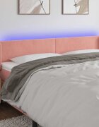 vidaXL LED горна табла за легло розова 163x16x78/88 см кадифе