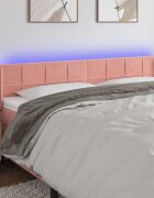 vidaXL LED горна табла за легло розова 163x16x78/88 см кадифе