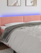 vidaXL LED горна табла за легло розова 183x16x78/88 см кадифе