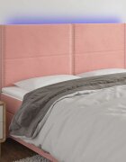 vidaXL LED горна табла за легло розова 200x5x118/128 см кадифе