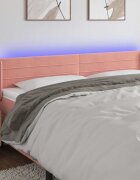 vidaXL LED горна табла за легло розова 203x16x78/88 см кадифе
