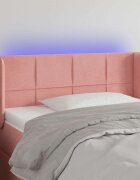 vidaXL LED горна табла за легло розова 83x16x78/88 см кадифе