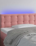 vidaXL LED горна табла за легло розова 90x5x78/88 см кадифе
