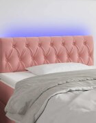 vidaXL LED Горна табла за легло розова 90x7x78/88 см кадифе