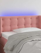 vidaXL LED горна табла за легло розова 93x16x78/88 см кадифе