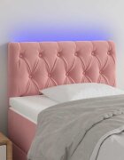 vidaXL LED Горна табла за легло розова80x7x78/88 см кадифе