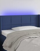 vidaXL LED горна табла за легло синя 103x16x78/88 см плат