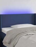vidaXL LED горна табла за легло синя 103x16x78/88 см плат