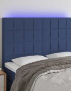 vidaXL LED горна табла за легло синя 144x5x118/128 см плат