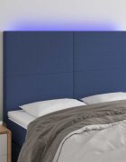 vidaXL LED горна табла за легло синя 144x5x118/128 см плат