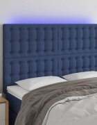 vidaXL LED горна табла за легло синя 144x5x118/128 см плат