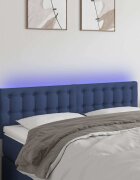 vidaXL LED горна табла за легло синя 144x5x78/88 см плат