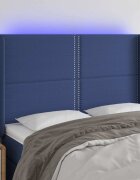 vidaXL LED горна табла за легло синя 147x16x118/128 см плат