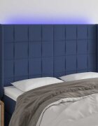 vidaXL LED горна табла за легло синя 147x16x118/128 см плат