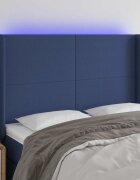 vidaXL LED горна табла за легло синя 147x16x118/128 см плат