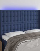 vidaXL LED горна табла за легло синя 147x16x118/128 см плат
