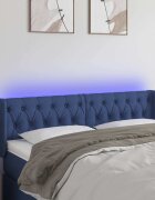 vidaXL LED горна табла за легло синя 147x16x78/88 см плат