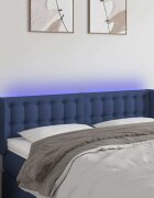 vidaXL LED горна табла за легло синя 147x16x78/88 см плат