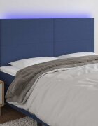 vidaXL LED горна табла за легло синя 160x5x118/128 см плат