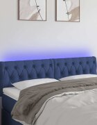 vidaXL LED горна табла за легло синя 160x7x78/88 см плат
