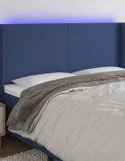 vidaXL LED горна табла за легло синя 163x16x118/128 см плат