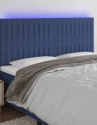 vidaXL LED горна табла за легло синя 180x5x118/128 см плат