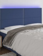 vidaXL LED горна табла за легло синя 180x5x118/128 см плат