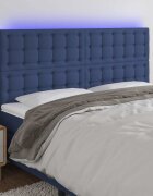 vidaXL LED горна табла за легло синя 180x5x118/128 см плат