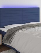 vidaXL LED горна табла за легло синя 180x5x118/128 см плат