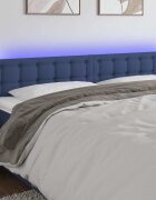 vidaXL LED горна табла за легло синя 180x5x78/88 см плат