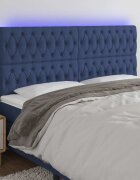 vidaXL LED горна табла за легло синя 180x7x118/128 см плат