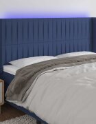 vidaXL LED горна табла за легло синя 183x16x118/128 см плат