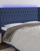vidaXL LED горна табла за легло синя 183x16x118/128 см плат